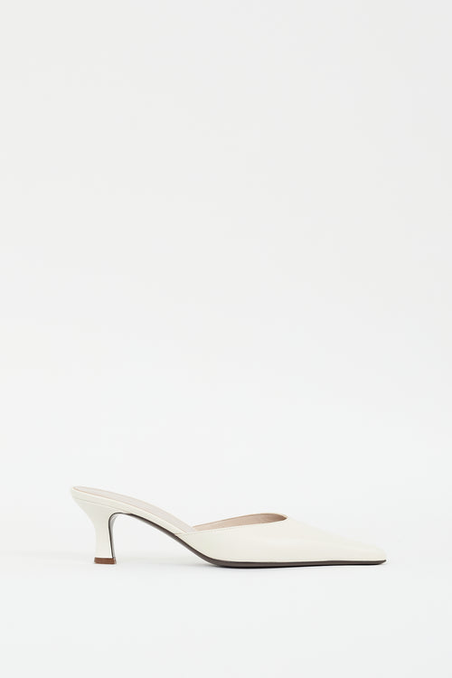 The Row Cream Leather Pointed Cybil Mule