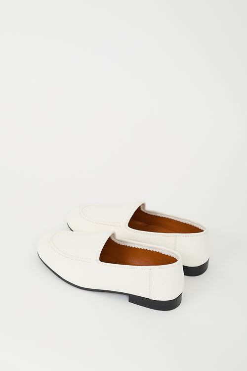 The Row White Leather Rounded Toe Loafer