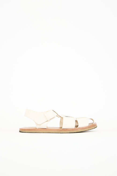 The Row White Leather Caged Sandal