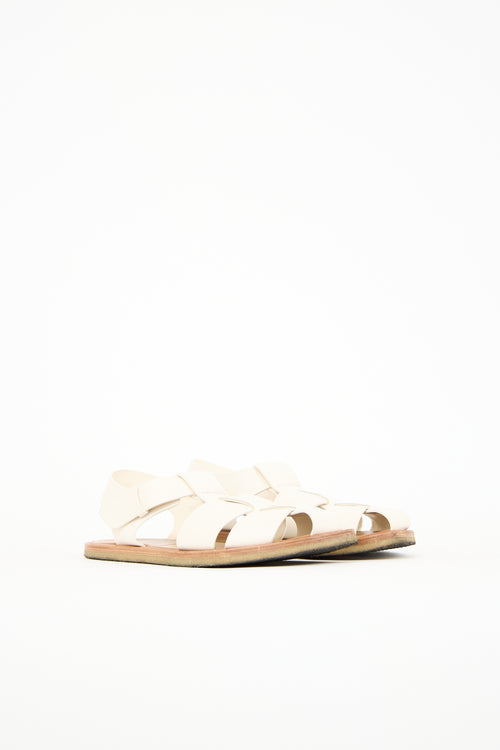 The Row White Leather Caged Sandal