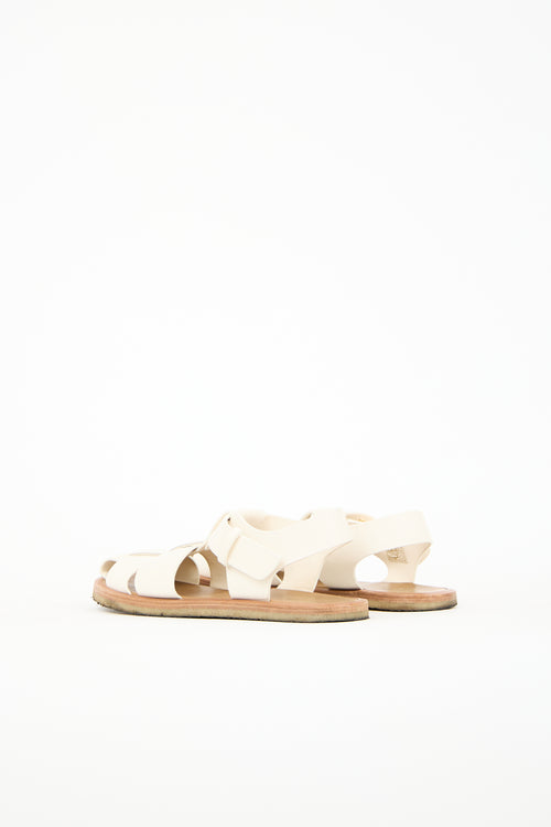 The Row White Leather Caged Sandal