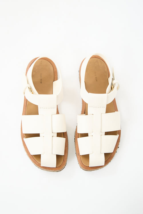 The Row White Leather Caged Sandal