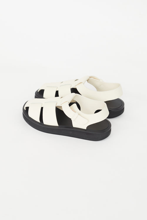 The Row White Leather Fisherman Sandal