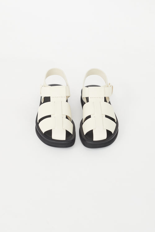 The Row White Leather Fisherman Sandal