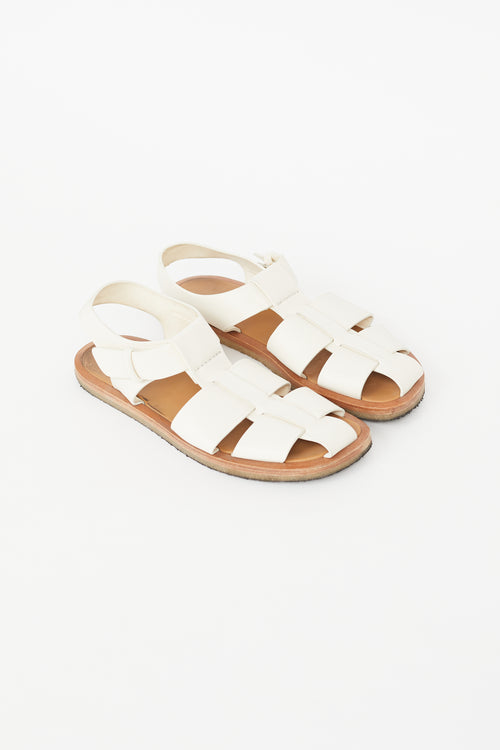 The Row White 
Beige Fishermans Sandal