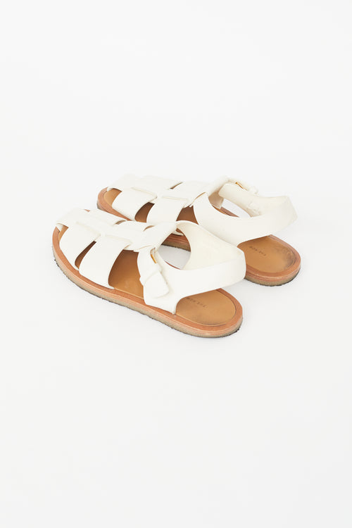 The Row White 
Beige Fishermans Sandal