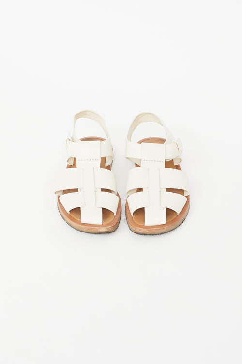 The Row White 
Beige Fishermans Sandal