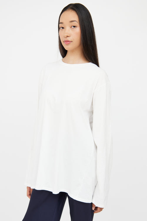 The Row White Cotton Long Sleeve Top