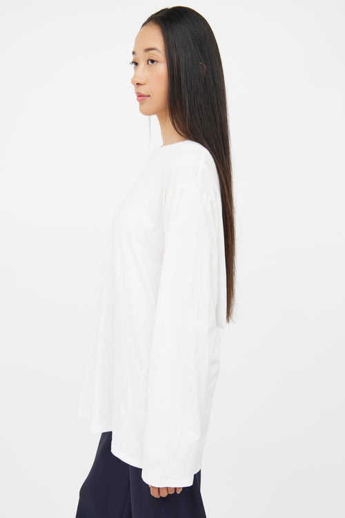 The Row White Cotton Long Sleeve Top