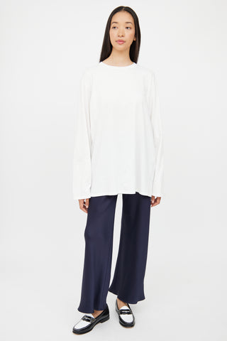 The Row White Cotton Long Sleeve Top