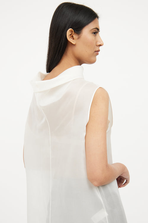 White Silk Sheer Sleeveless Top