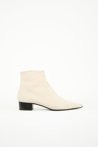 The Row Cream Suede Ambra Ankle Boot