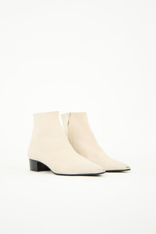 The Row Cream Suede Ambra Ankle Boot