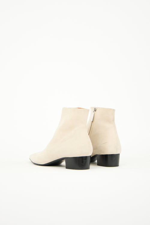 The Row Cream Suede Ambra Ankle Boot