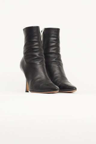 The Row Black Leather Pointed Toe Sock Boot