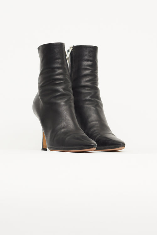 The Row Black Leather Pointed Toe Sock Boot