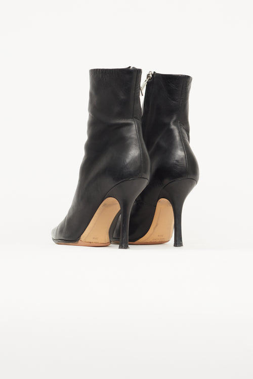 The Row Black Leather Pointed Toe Sock Boot