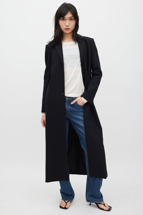 The Row Black Nylon 
Silk Lined Sallik Coat