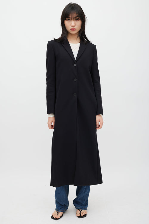 The Row Black Nylon 
Silk Lined Sallik Coat