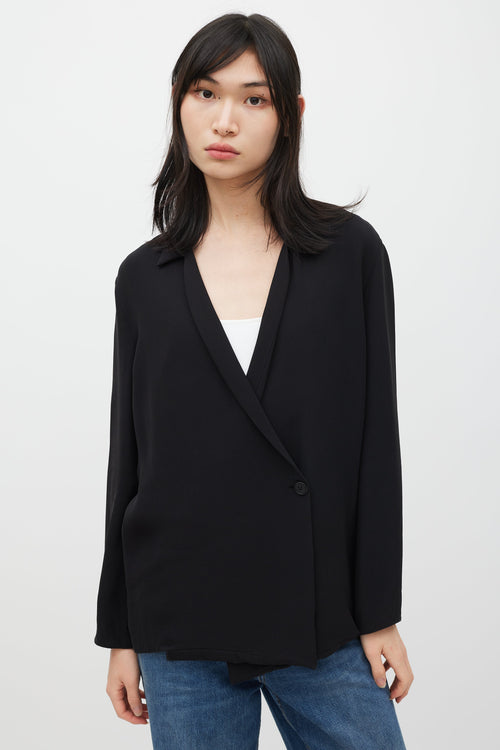 The Row Black Silk Single Button Blazer