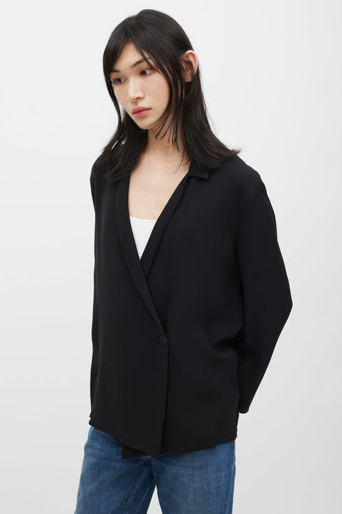 The Row Black Silk Single Button Blazer