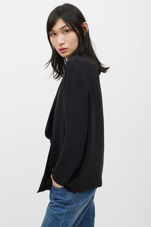 The Row Black Silk Single Button Blazer