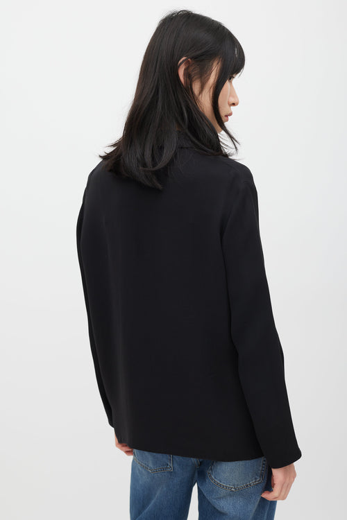 The Row Black Silk Single Button Blazer