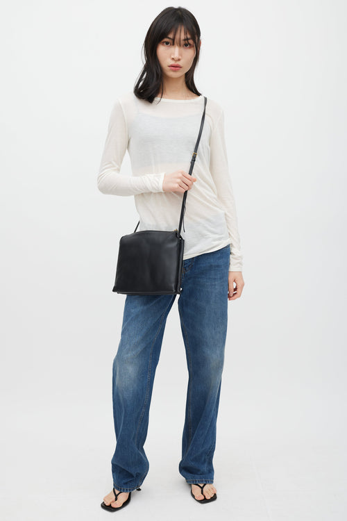 The Row Black Leather Nu Twin Crossbody Bag