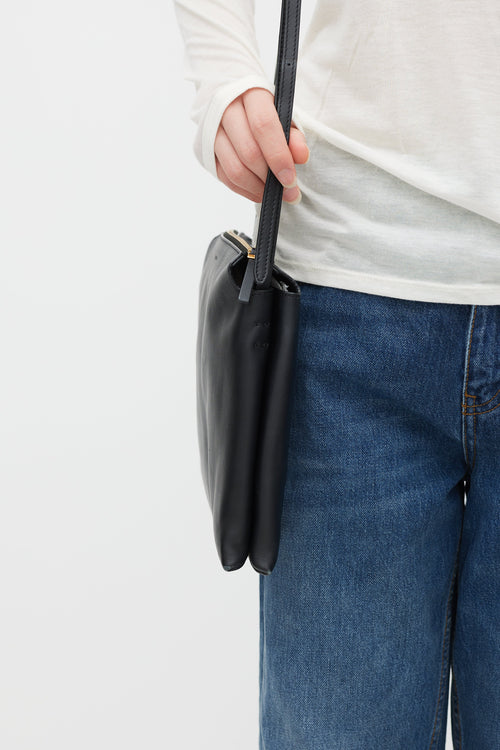 The Row Black Leather Nu Twin Crossbody Bag