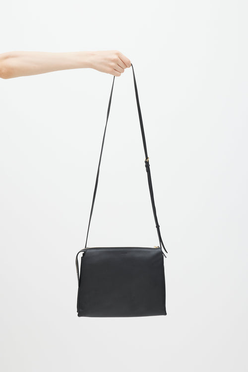 The Row Black Leather Nu Twin Crossbody Bag