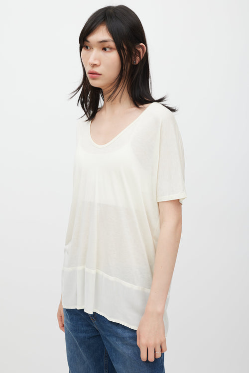 The Row Cream Scoop Neck Panelled T-Shirt