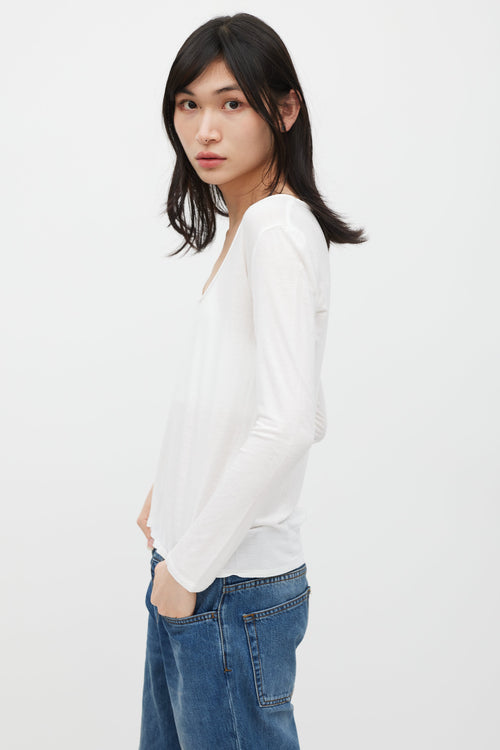 The Row White Long Sleeve Cropped T-Shirt