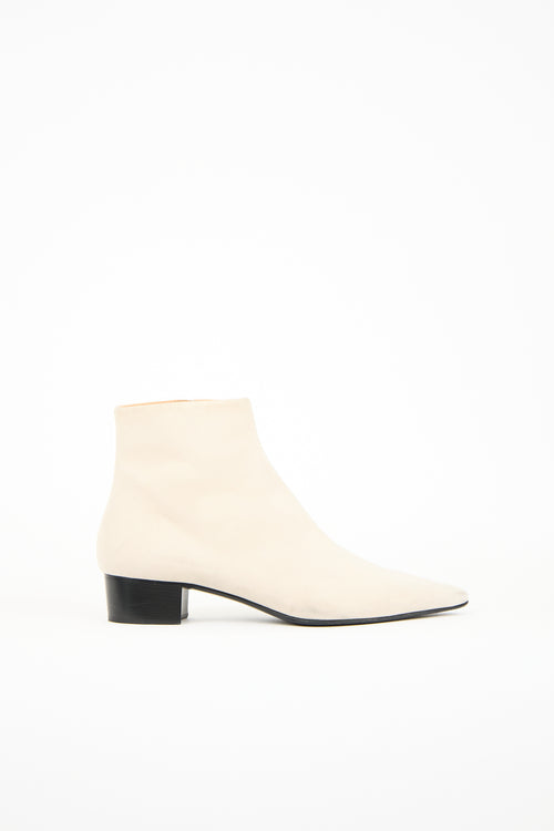 The Row Cream Suede Ambra Ankle Boot