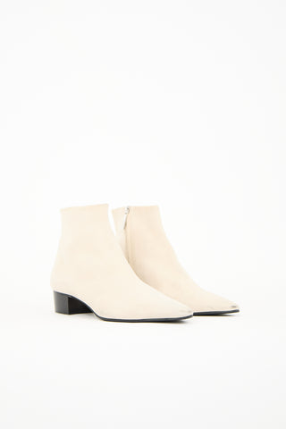 The Row Cream Suede Ambra Ankle Boot