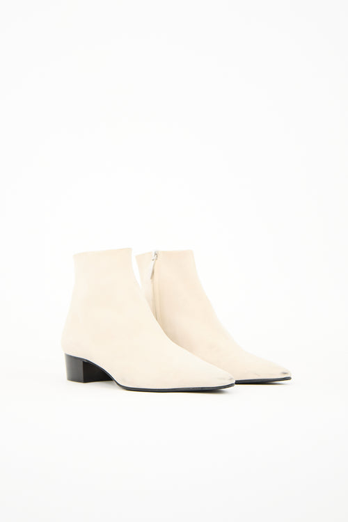 The Row Cream Suede Ambra Ankle Boot