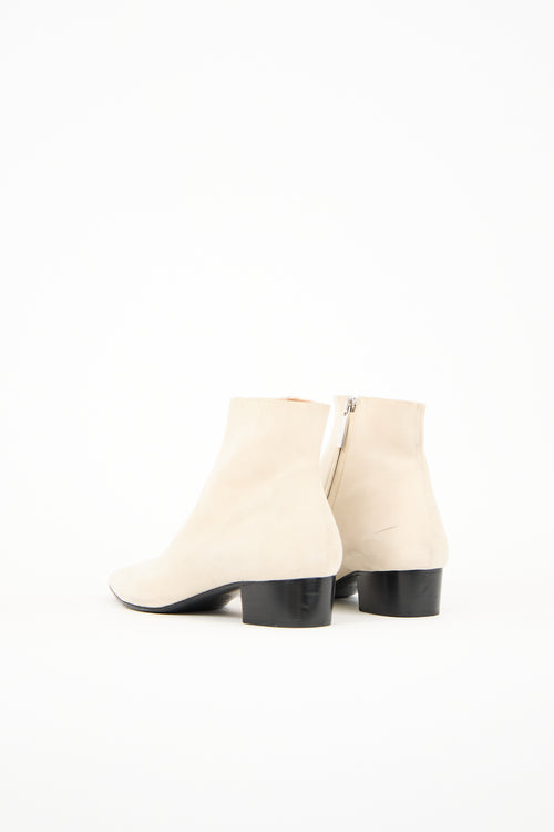 The Row Cream Suede Ambra Ankle Boot