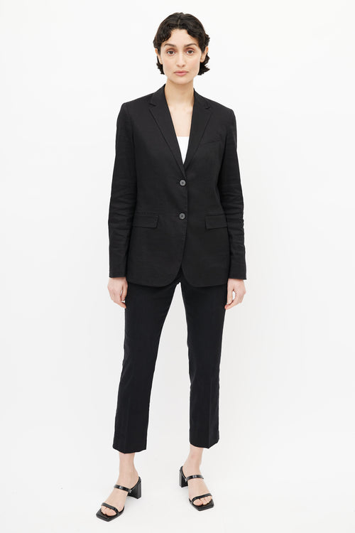 Theory Black Linen Blazer 
Pant Suit