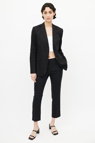 Theory Black Linen Blazer 
Pant Suit