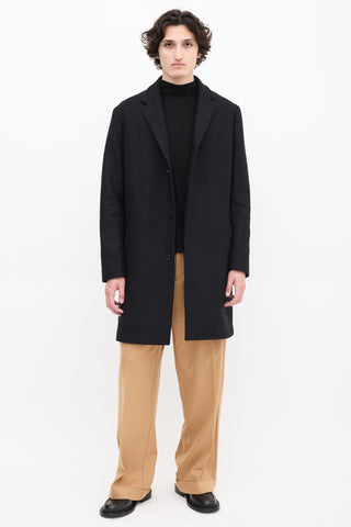 Theory Black Wool 
Cashmere Mid Length Coat