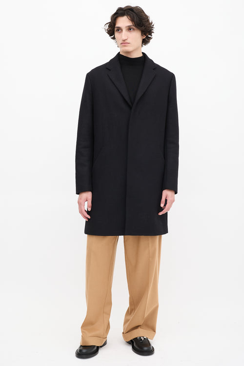 Theory Black Wool 
Cashmere Mid Length Coat