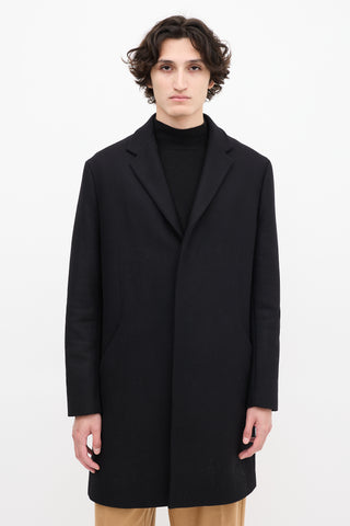 Theory Black Wool 
Cashmere Mid Length Coat