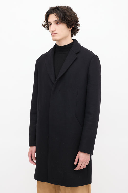 Theory Black Wool 
Cashmere Mid Length Coat