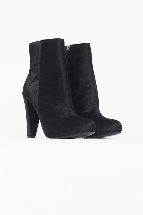 Theory Black Textured Ankle Heeled Boot