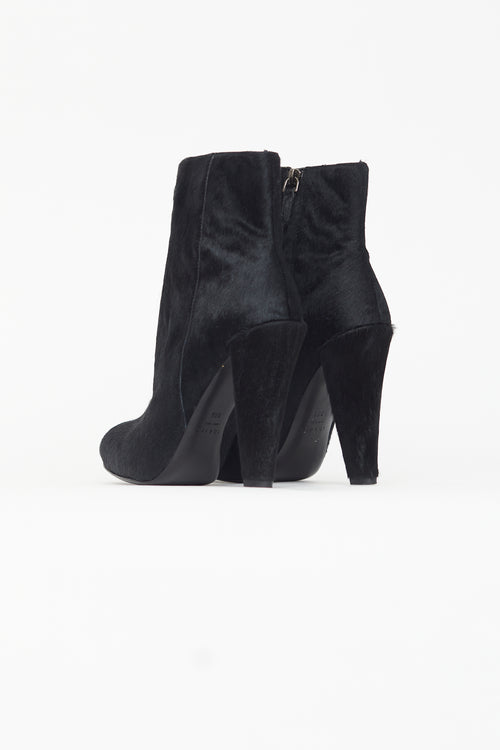 Theory Black Textured Ankle Heeled Boot