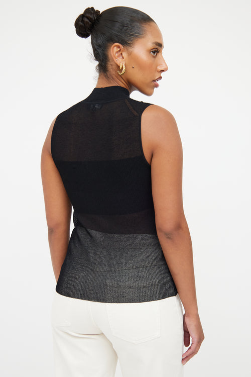 Theory Black Ribbed Mock Neck Top