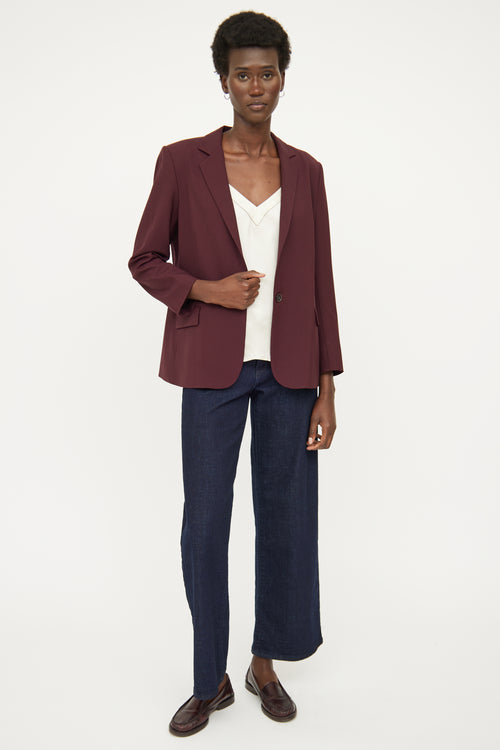 Theory Burgundy Wool Blend Blazer