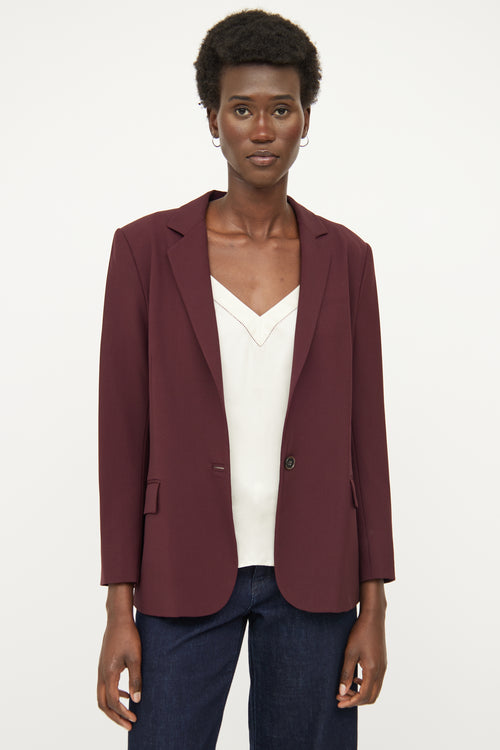 Theory Burgundy Wool Blend Blazer