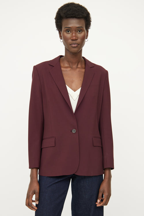 Theory Burgundy Wool Blend Blazer