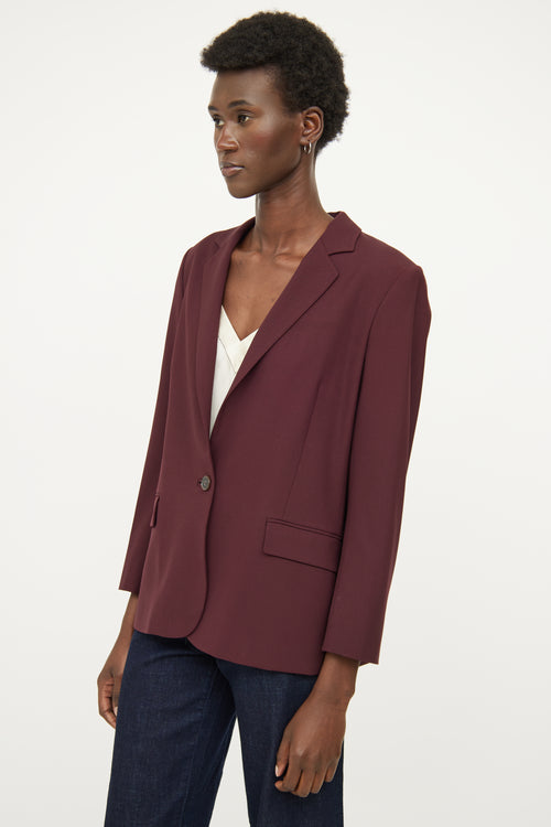 Theory Burgundy Wool Blend Blazer