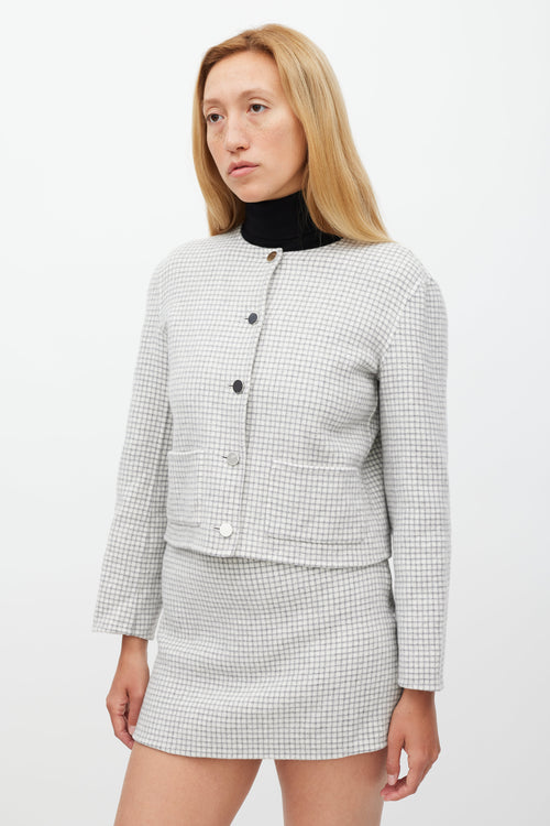 Theory Grey 
White Checked Skirt Suit